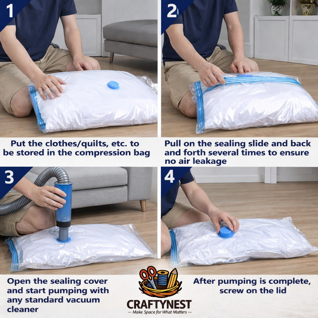 Extra Large Vacuum Storage Bags – Save 80% Space for Duvets, Bedding & Clothes