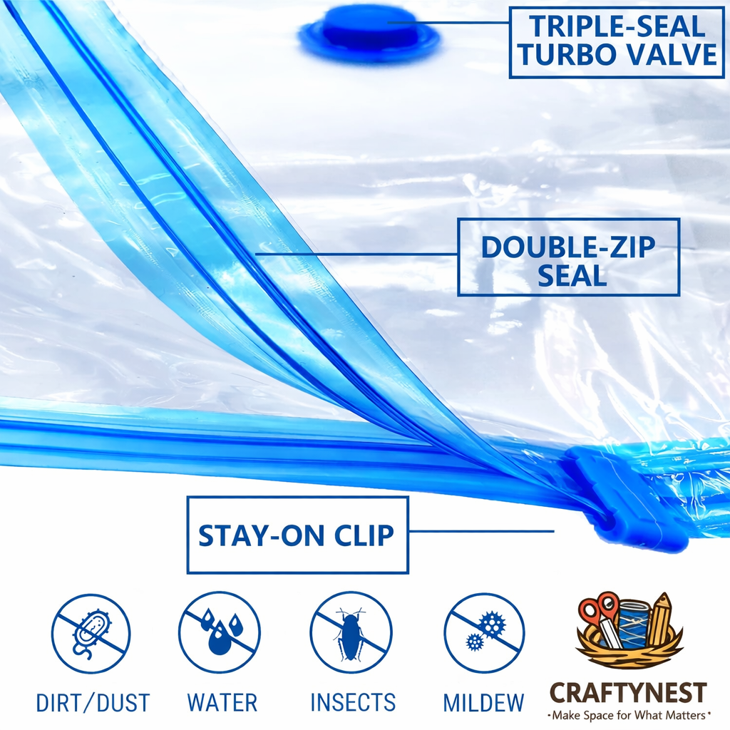 Extra Large Vacuum Storage Bags – Save 80% Space for Duvets, Bedding & Clothes