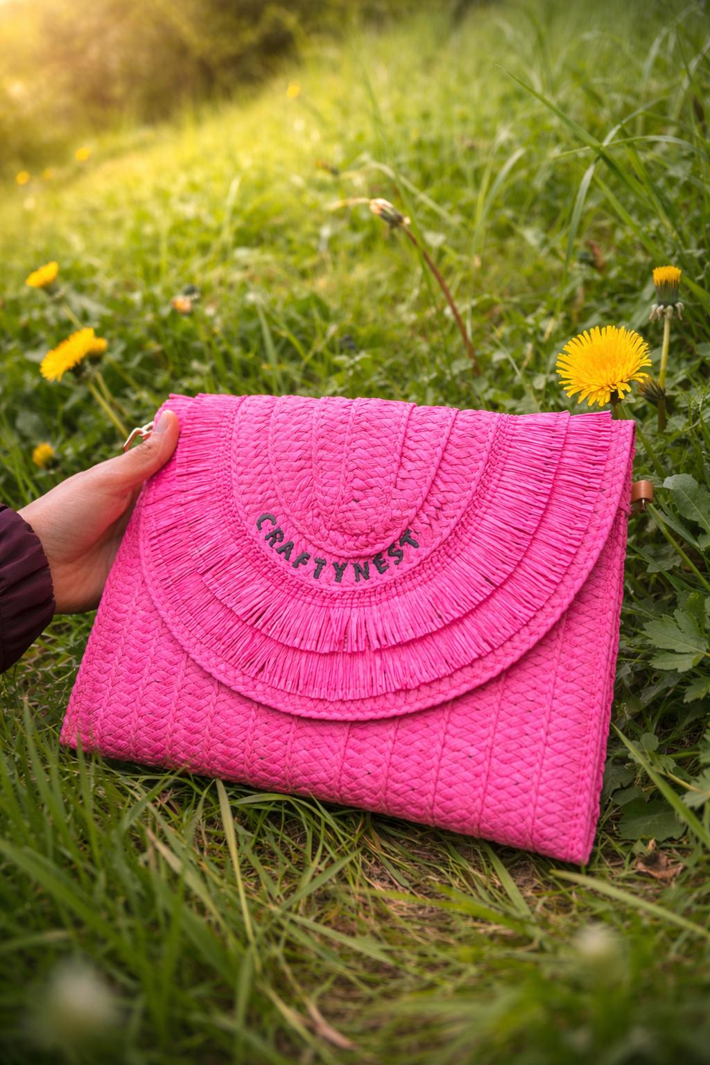 CraftyNest Statement Straw Clutch