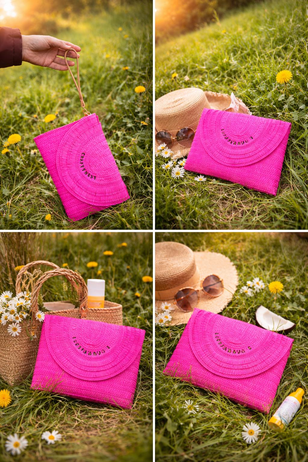 CraftyNest Statement Straw Clutch