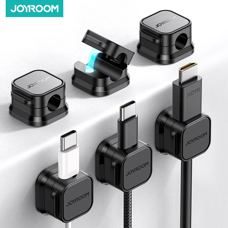 6 Pack Magnetic Cable Clips – Adjustable Cord Holder for Desk, Home & Car | JOYROOM