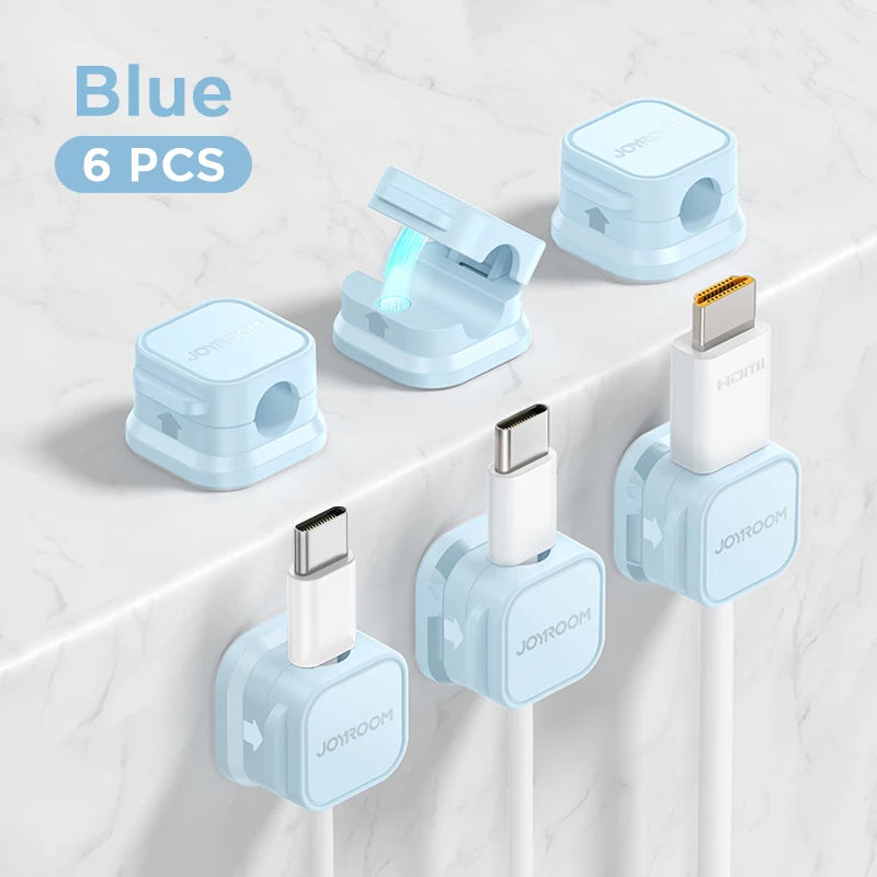 6 Pack Magnetic Cable Clips – Adjustable Cord Holder for Desk, Home & Car | JOYROOM