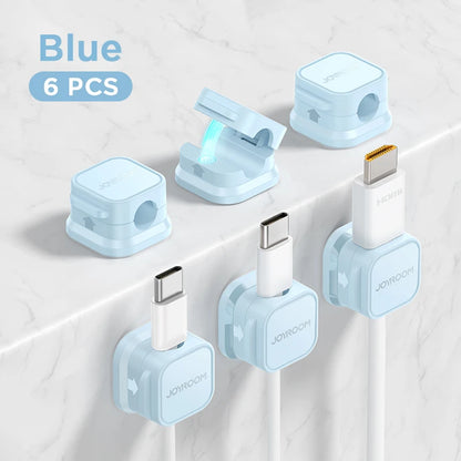 6 Pack Magnetic Cable Clips – Adjustable Cord Holder for Desk, Home & Car | JOYROOM
