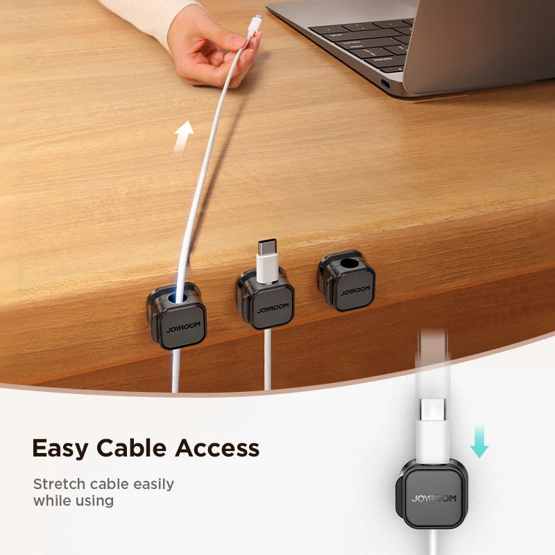 6 Pack Magnetic Cable Clips – Adjustable Cord Holder for Desk, Home & Car | JOYROOM