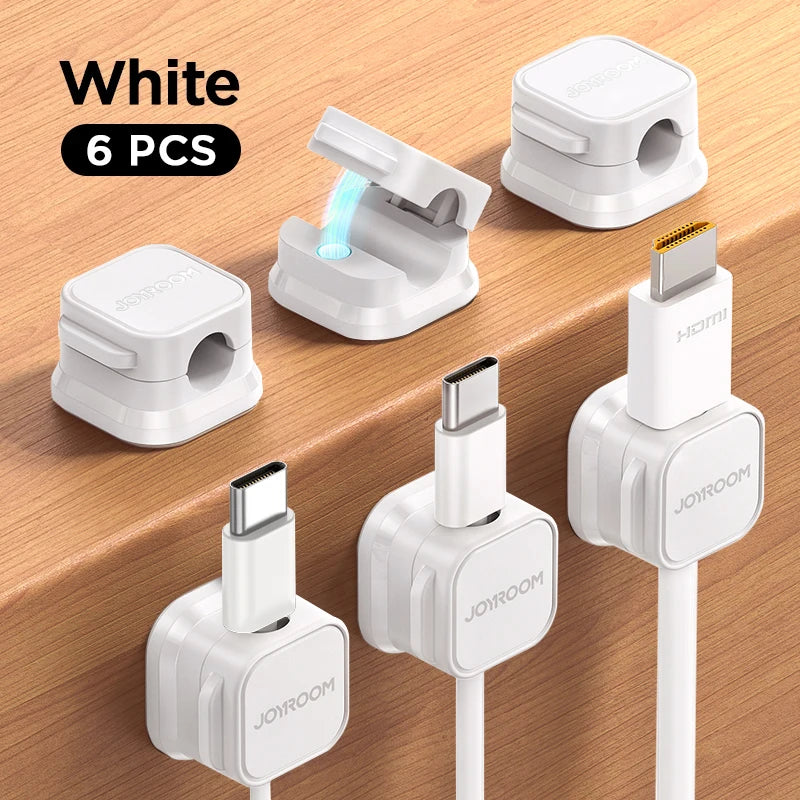 6 Pack Magnetic Cable Clips – Adjustable Cord Holder for Desk, Home & Car | JOYROOM