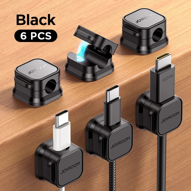 6 Pack Magnetic Cable Clips – Adjustable Cord Holder for Desk, Home & Car | JOYROOM